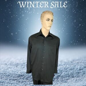 ALFANI Men's Dress Shirt { Medium : 16” - 34 / 34 ½ } Black